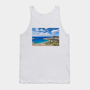 The village of Lindos with a beautiful bay, medieval castle and pictursque houses on a hill is the star of Rhodes, Greece. Tank Top